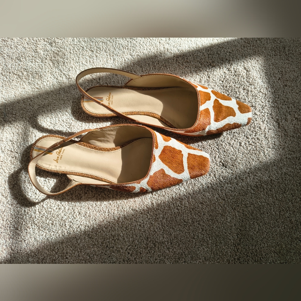 Sam Edelman Real Cowhide Giraffe Print Slingback Flats 9